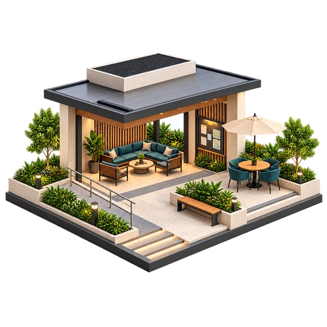 Civic and hardscape areas amenity illustration