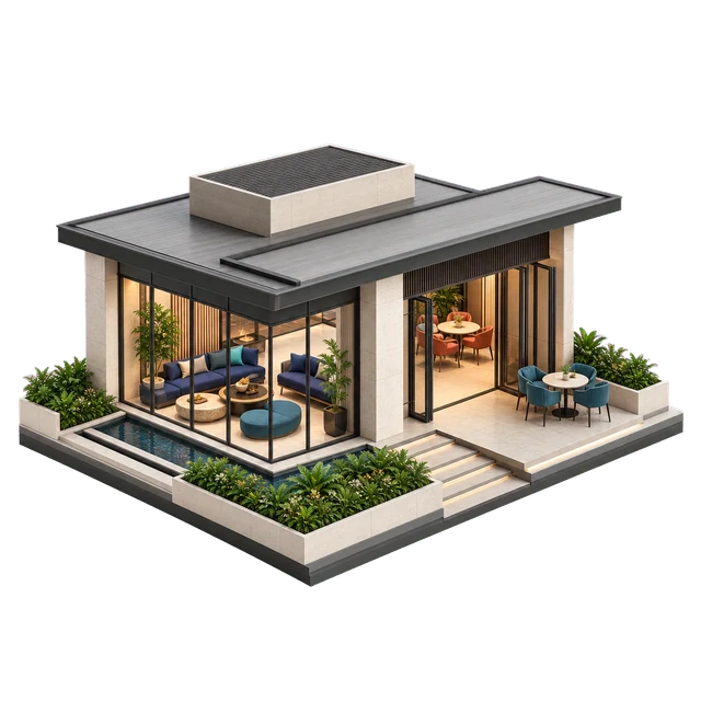 Clubhouse block amenity illustration
