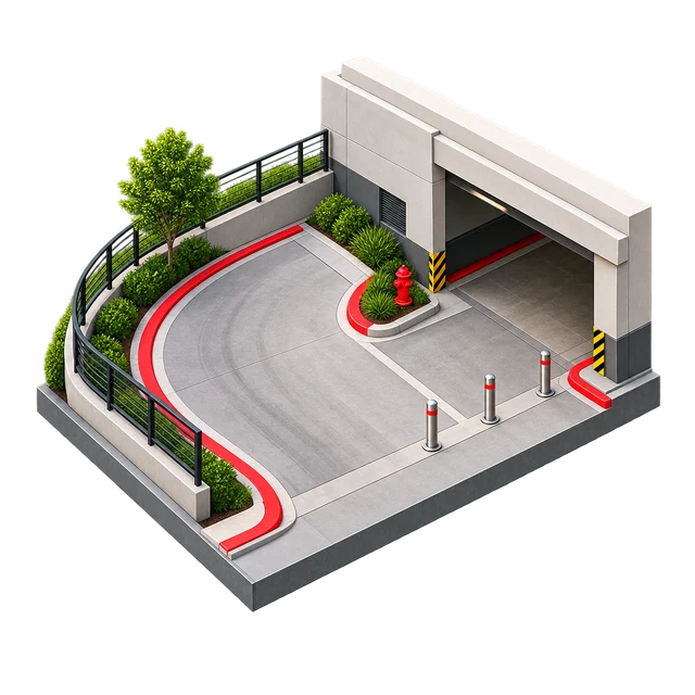 Fire driveway amenity illustration