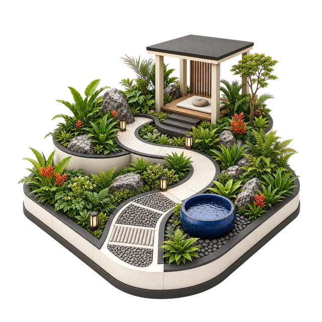 Landscaped areas amenity illustration