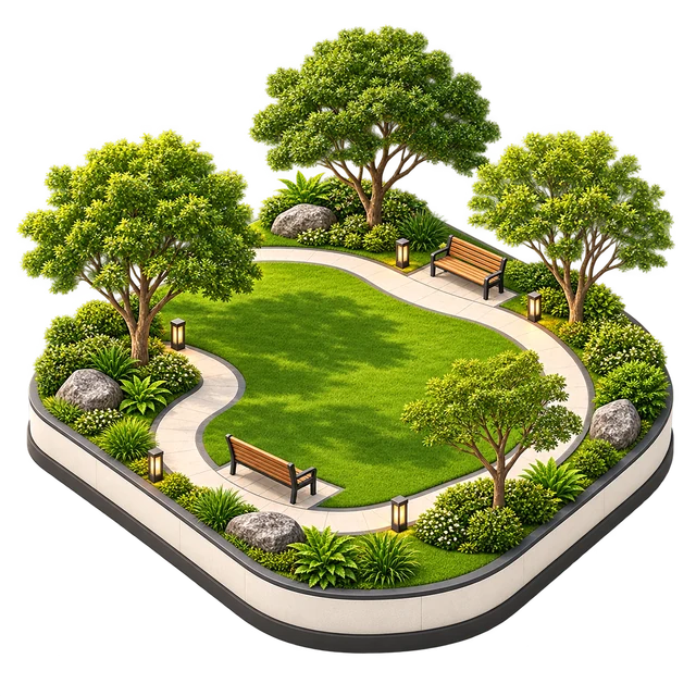 Parks and open spaces amenity illustration